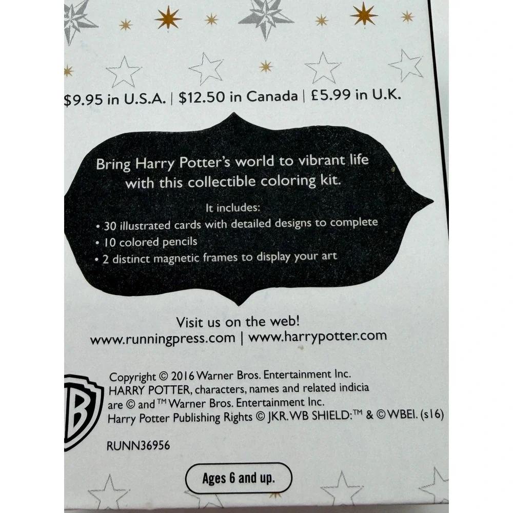 Harry‎ Potter Coloring Kit Running Press 30 Cards 10 Pencils 2 Magnetic Frames
